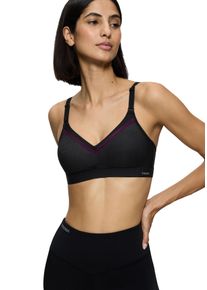 Sport-BH triaction by Triumph "Triaction Free Motion N EX", Damen, Gr. 80, Cup B, schwarz, Single Jersey, Obermaterial: 50% Polyester, 32% Polyamid, 18% Elasthan (LYCRA), gemustert, unifarben mit Farbeinsatz, BHs Sport-BH, atmungsaktiv und hoher Halt
