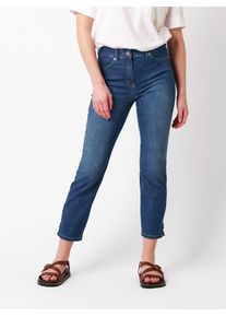 7/8-Jeans Toni "be loved 7/8", Damen, Gr. 46, N-Gr, blau (blau bleached used), Denim/Jeans, Obermaterial: 79% Baumwolle, 11% Polyester, 8% Lyocell, 2% Elasthan, slim fit 7/8-L&auml;nge, Jeans 7/8-Jeans, Slim Fit, mit kleinem Schlitz am Beinabschlu&szlig;