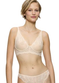 B&uuml;gelloser BH Triumph "Amourette Charm", Damen, Gr. 75, Cup F, beige (creamy dream), Spitze, Obermaterial: 75% Polyamid, 25% Elasthan, BHs B&uuml;gelloser BH, Strech-Spitze, tiefer V-Ausschnitt