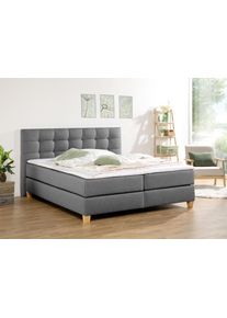 Boxspringbett Home Affaire "Moulay", grau, B:174cm L:211cm, Komplettbetten, Boxspringbett, inkl. Topper, in 3 H&auml;rtegraden, TFK auch in H&auml;rtegrad 4
