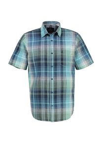 Karohemd Lerros, Herren, Gr. XXL, N-Gr, blau (coastal blau), Web, Obermaterial: 71% Baumwolle, 29% Leinen, kariert, regular fit taillenbedeckt, Hemden Karohemd, mit Logo Stickerei