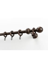 Gardinenstange Garesa "BAROCK", braun (nussbaum), L:350cm &Oslash;:20mm, Holzwerkstoff, Gardinenstangen, Gardinenstange, Vorhanggarnitur, reine Holzgarnitur, verl&auml;ngerbar, mit Ringe