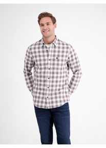 Karohemd Lerros, Herren, Gr. M, N-Gr, broken wei&szlig;, Web, Obermaterial: 100% Baumwolle, kariert, normal h&uuml;ftbedeckend, Rundhals, 2-Knopf-Manschette, Hemden Karohemd, langarm, mit Button-Down-Kragen