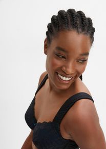 Minimizer-BH bonprix "Minimizer-BH mit gepolsterten Tr&auml;gern", Damen, Gr. 75, Cup E, schwarz (schwarz, blaupetrol gestreift), Obermaterial: 80% Polyamid, 20% Elasthan. Futter: 80% Polyamid, 20% Elasthan. Spitze: 88% Polyamid, 12% Elasthan, BHs Minimizer-BH, elastisches Material, gepolsterte Tr&auml;ger, mit Spitze, zweifarbig