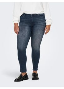 Skinny-fit-Jeans Only CARMAKOMA "CARWILLY REG SK ANK RW REA422 NOOS", Damen, Gr. 50, L&auml;nge 32, blau (blau schwarz denim), Denim/Jeans, Obermaterial: 92% Baumwolle, 6% Elastomultiester, 2% Elasthan, unifarben, skinny fit, Jeans Skinny-fit-Jeans, Topseller