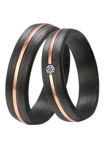 Trauring DOOSTI "Schmuck Geschenk CARBON Trauring Ehering Partnerring LIEBE" Gr. 60, rosa (schwarz, ros&eacute;goldfarben), Fingerringe, Damen, 60,mit Zirkonia, Carbon, 5mm, Trauring, wahlweise mit oder ohne Zirkonia