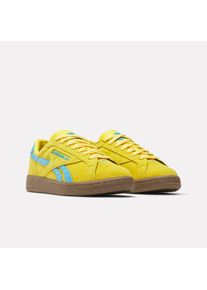Sneaker Reebok CLASSIC "CLUB C GROUNDS UK", Damen, Gr. 39, gelb (goldenhaze, futurecyan, gum), Leder, Synthetik, Schuhe Sneaker