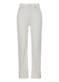 Weite Jeans BOSS Orange "Ada High Rise Slim Premium Damenmode", Damen, Gr. 27, N-Gr, beige (natural 101), Denim/Jeans, Obermaterial: 100% Baumwolle, unifarben, weit, Jeans Weite Jeans