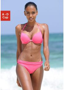 Push-Up-Bikini-Top Buffalo "Happy", Damen, Gr. 38, Cup A, rosa, Microfaser, Polyamid, unifarben, Bikini-Oberteile Push-Up-Bikini-Top, in mehreren Trendfarben