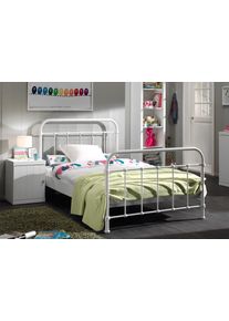 Einzelbett Vipack "New York, Bettgestell Metall, pulverbeschichtet, in zeitlosem Design", wei&szlig;, B:95cm H:100cm L:210cm, Betten, Einzelbett, zwei Breiten und mehrere Farben zu Auswahl