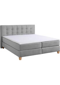 Boxspringbett Home Affaire "Moulay", grau, B:174cm L:231cm, Komplettbetten, Boxspringbett, inkl. Topper, in &Uuml;berl&auml;nge 220 cm, 3 H&auml;rtegrade, auch in H4