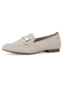 Slipper Gabor, Damen, Gr. 41, Leder Textil, beige (hellbeige), Ziegenveloursleder, unifarben, Schuhe Slipper, Loafer, Halbschuh, Businessschuh mit edler Zierschnalle