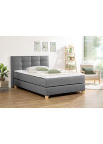 Boxspringbett Home Affaire "Moulay", grau, B:134cm L:211cm, Komplettbetten, Boxspringbett, inkl. Topper, in 3 H&auml;rtegraden, TFK auch in H&auml;rtegrad 4