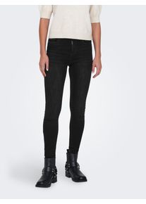 Skinny-fit-Jeans Only "ONLPOWER MID PUSH UP SK DNM TAI886", Damen, Gr. S (36), L&auml;nge 30, schwarz (washed schwarz), Denim/Jeans, Obermaterial: 92% Baumwolle, 6% Polyester, 2% Elasthan, unifarben, skinny fit kn&ouml;chellang, Jeans Skinny-fit-Jeans