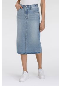 Levi's Jeansrock LEVI'S "HR BACK SLIT SKIR", Damen, Gr. 25, blau (riveting clean hem), Web, Obermaterial: 100% Baumwolle, unifarben, slim fit kniebedeckend, R&ouml;cke Jeansrock, mit Schlitz hinten