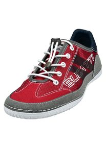 Slip-On Sneaker Bugatti, Herren, Gr. 44, rot (rot, grau), Lederimitat, Textil, Schuhe Slip-On Sneaker, Freizeitschuh, Halbschuh, Slipper mit Kontrastn&auml;hten- und bes&auml;tzen