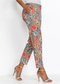 7/8-Hose bonprix, Damen, Gr. 50, N-Gr, braun (taupe gebl&uuml;mt), Obermaterial: 97% Baumwolle, 3% Elasthan, regular fit, Hosen 7/8-Hose, aus Baumwolle mit Elasthan, Regular Fit, femininer Stil