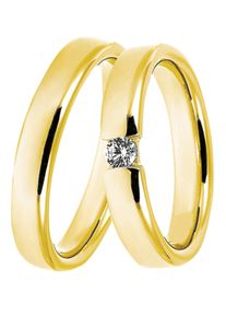 Trauring DOOSTI "Schmuck Geschenk Silber 925 Trauring Ehering Partnerring LIEBE" Gr. 60, gold (gelbgoldfarben), Fingerringe, Damen, 60,mit Zirkonia, Silber 925 (Sterlingsilber), 4mm, Trauring, Made in Germany - wahlweise mit oder ohne Zirkonia
