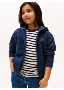 Kapuzensweatjacke Tommy Hilfiger "TONAL FLAG EMB ZIP HOODIE", Jungen, Gr. 3 (98), blau (schwarz night navy), Sweatware, Obermaterial: 100% Baumwolle, unifarben, regular fit h&uuml;ftlang, Rundhals, B&uuml;ndchen, Sweatjacken Kapuzensweatjacke, f&uuml;r Kinder bis 16 Jahre, mit Kapuze