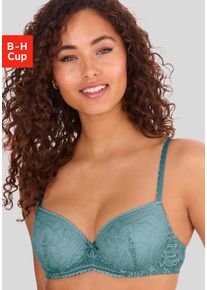 Schalen-BH Lascana "Luciana", Damen, Gr. 80, Cup B, blau (adriablau), Spitze, Obermaterial: 89% Polyamid, 11% Elasthan, BHs Schalen-BH, aus zarter Spitze, Dessous