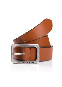 Lederg&uuml;rtel Tom Tailor "TTEVE", Damen, Gr. 85, braun (cognac), Rindsleder, G&uuml;rtel Lederg&uuml;rtel, 4 cm breiter Damen Lederg&uuml;rtel, kalssiches Must-Have