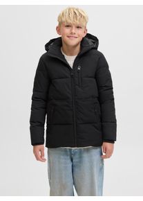 Jack & Jones Steppjacke JACK & JONES JUNIOR "JJEOWEN PUFFER SN JNR", Jungen, Gr. 164, schwarz (schwarz detail:solid), Web, Obermaterial: 100% Polyester, unifarben, regular fit normal, Jacken Steppjacke