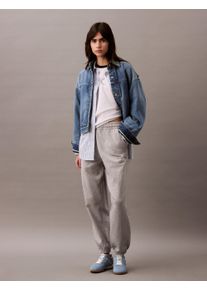 Sweathose Calvin Klein Jeans "MONOLOGO FRENCH TERRY JOGGER", Damen, Gr. S (38), N-Gr, grau (heroic grau heather), Jersey, Obermaterial: 86% Baumwolle, 14% Polyester, meliert, bequem lang, Hosen Sweathose