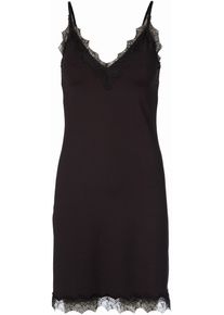 Unterkleid rosemunde "Billie Strap Dress", Damen, Gr. 46, N-Gr, schwarz, Single Jersey, Obermaterial: 90% Polyester, 10% Elasthan, unifarben, schmal kniefrei, tiefer V-Ausschnitt, Kleider Unterkleid, mit Spitze, V-Ausschnitt, verstellbare Tr&auml;ger, elegant, Polyestermix
