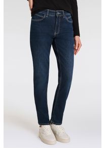 Gerade Jeans MAC "MELANIE dragon-fly", Damen, Gr. 48, L&auml;nge 32, blau (new basic wash), Denim/Jeans, Obermaterial: 98% Baumwolle, 2% Elasthan, figurbetont kn&ouml;chellang, Jeans Gerade Jeans, Dekoratibe Nietendetails auf der hinteren Tasche