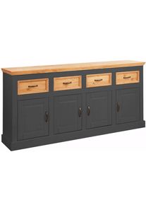 Sideboard OTTO HOME "Selma", schwarz (anth, gebeizt), B:192cm H:87cm T:38cm, Sideboards, Sideboard, Kommode mit 4 T&uuml;ren und 4 Schubk&auml;sten
