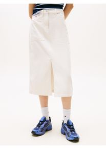 Cordrock Tommy Jeans "TJW CLAIRE UTILITY SKIRT CORD", Damen, Gr. 30, wei&szlig; (ancient wei&szlig;), Cord, Obermaterial: 100% Baumwolle, unifarben, gerade ca. Mitte Wade, R&ouml;cke Cordrock