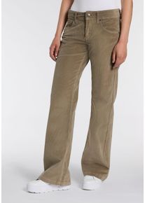 Cordhose Herrlicher "Edna Cord Stretch", Damen, Gr. 31, L&auml;nge 32, timber, Cord, Obermaterial: 98% Baumwolle, 2% Elasthan, unifarben, ausgestellt normal, Hosen Cordhose, im Flared Fit