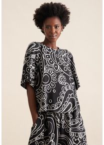 Shirtbluse Seidensticker "Schwarze Rose", Damen, Gr. S(36), schwarz, 100% Leinen, Paisley, regular fit, Rundhals, Blusen Shirtbluse, 1/2 Rundhals Paisley