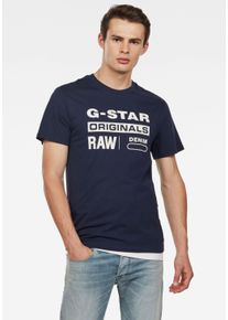 G-Star Raw Rundhalsshirt G-STAR "Swando", Herren, Gr. L (52/54), blau (navy), Single Jersey, Obermaterial: 100% Baumwolle, normal, Rundhals, Shirts Rundhalsshirt