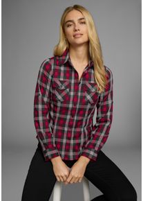 Karobluse Arizona, Damen, Gr. 34, rot (rot schwarz), Web, Obermaterial: 97% Baumwolle, 3% Elasthan, kariert, sehr figurbetont, krempelbar, Blusen Karobluse, L&auml;ssiger-Holzf&auml;ller-Look, Topseller