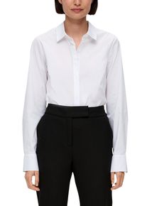 Klassische Bluse s.Oliver BLACK LABEL, Damen, Gr. 48, wei&szlig;, Obermaterial: 65% Baumwolle, 32% Polyamid, 3% Elasthan, unifarben, regular fit h&uuml;ftlang, Manschette, Blusen Klassische Bluse, mit verdeckter Knopfleiste
