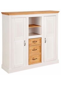 Highboard OTTO HOME "Selma", wei&szlig; (wei&szlig;, gebeizt), B:130cm H:130cm T:38cm, Sideboards, Highboard, Stauraumschrank, Breite 130 cm