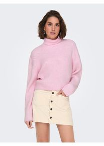 Rollkragenpullover Only "ONLMELANIE L/S ROLLNECK PULLOVER KNTNOOS", Damen, Gr. M, rosa (pink lady), Strick, Obermaterial: 54% Polyester, 41% Polyacryl, 5% Wolle, unifarben, regular fit kurz, Rundhals, Pullover Rollkragenpullover