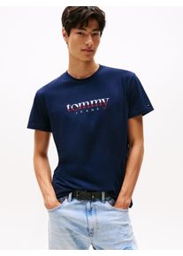 T-Shirt Tommy Jeans "aus Jersey mit Logo", Herren, Gr. XL, blau (schwarz night navy), Single Jersey, Obermaterial: 100% Baumwolle, regular fit normal, Shirts T-Shirt