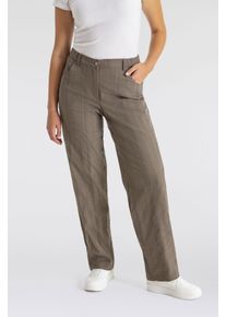 Stretch-Hose KjBRAND "Babsie", Damen, Gr. 46, N-Gr, gr&uuml;n (oliv gestreift), Web, Obermaterial: 47% Baumwolle, 45% Polyester, 6% Viskose, 2% Elasthan, gestreift, regular fit lang, Hosen Stretch-Hose, mit Taschen