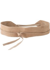 Lederg&uuml;rtel bonprix, Damen, Gr. 75, beige (latte macchiato), Leder, unifarben, G&uuml;rtel Lederg&uuml;rtel, aus Veloursleder, aus B&uuml;ffelleder, individuelle Passform