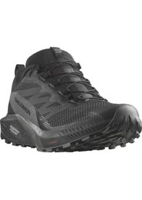 Trailrunningschuh Salomon "SENSE RIDE 5 GORE-TEX", Herren, Gr. 49, schwarz (schwarz, grau), Synthetik, Textil, Schuhe Trailrunningschuh, wasserdichte Trailrunningschuhe