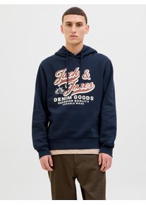 Jack & Jones Kapuzensweatshirt JACK & JONES "JJELOGO SWEAT HOOD 2 COL 25/26 NOOS", Herren, Gr. M, blau (sky captain), angeraute Sweatware, Obermaterial: 70% Baumwolle, 30% Polyester, bedruckt, regular fit normal, Rundhals, Rippb&uuml;ndchen, Sweatshirts Kapuzensweatshirt, mit stylischem Print
