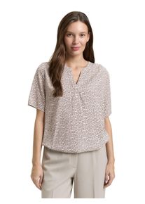 Klassische Bluse Tom Tailor, Damen, Gr. 40, soft taupe geometric minimal, Web, Obermaterial: 100% Viskose, gemustert, regular fit normal, V-Ausschnitt, gerader Abschluss, Blusen Klassische Bluse, mit All-Over Print