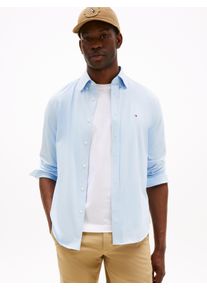 Langarmhemd Tommy Hilfiger "PERFORMANCE KNIT SOLID LS SHIRT", Herren, Gr. L, N-Gr, blau (breezy blau), Web, Obermaterial: 70% Baumwolle, 30% Polyester, regular fit, 1-Knopf-Manschette, Hemden Langarmhemd