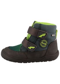 Barfu&szlig;schuh Lurchi "Jimmy Barefoot-TEX", Jungen, Gr. 32, Warmfutter, braun (dunkelbraun, gr&uuml;n), Lederimitat, Textil, Schuhe Barfu&szlig;schuh, Klettboots mit TEX, Gr&ouml;&szlig;enschablone zum Download