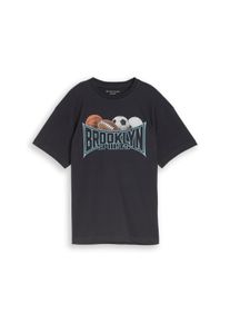T-Shirt Tom Tailor, Jungen, Gr. 176, schwarz (coal grau), Jersey, Obermaterial: 100% Baumwolle, bedruckt, regular fit normal, Rundhals, Shirts T-Shirt, mit Print