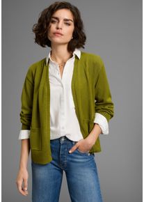 Strickjacke Laura Scott, Damen, Gr. 40/42, gr&uuml;n (moosgr&uuml;n), Strick, Obermaterial: 50% Viskose, 28% Polyester, 22% Polyamid, clean, unifarben, Basic, oversize h&uuml;ftlang, V-Ausschnitt, Rippstrickb&uuml;ndchen, Strickjacken Strickjacke, softer &Uuml;bergangsstrick in l&auml;ssiger, offener Form
