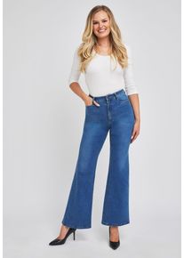 Schlagjeans WONDERJEANS, Damen, Gr. 44, L&auml;nge 30, stone blau super wash, Denim/Jeans, Obermaterial: 92% Baumwolle, 4% Elasthan, 4% Polyester, unifarben, bootcut fit lang, Jeans Schlagjeans, Flared, mit Stretch