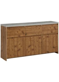 Highboard OTTO HOME "Maribo", beige (naturfarben), B:140cm H:80cm T:35cm, Sideboards, Highboard, Kommode im modernen Landhaus-Stil, mit Betontopplatte, Breite 140 cm